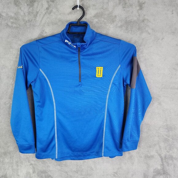 Womens Ping Blue Pullover Golf Shirt 1/4 Zip Long Sleeve Mock Neck Size M - Picture 2 of 10